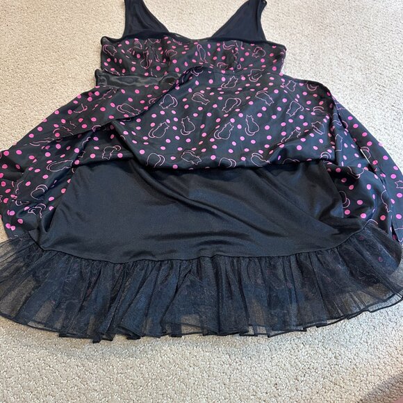 Hot Topic Dress Kitty Cat Retro Pinup Polka Dot Black Pink 50s Rockabilly MEDIUM - Picture 8 of 11